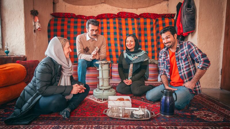 Travellers with Iranian family.