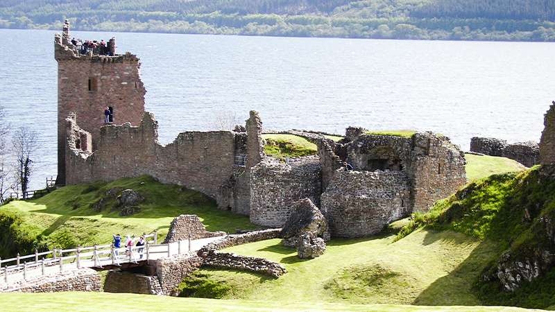 Urquhart Castle on a sunny day