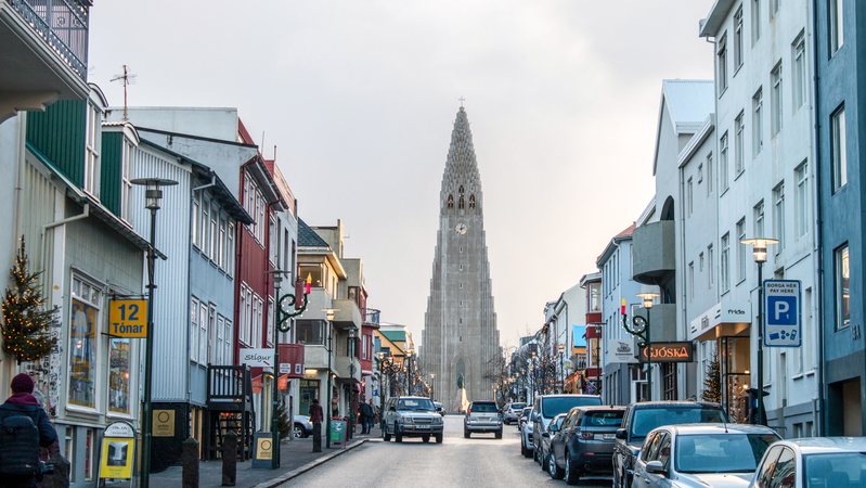 Street in Reykjavik, the capital city of Iceland.