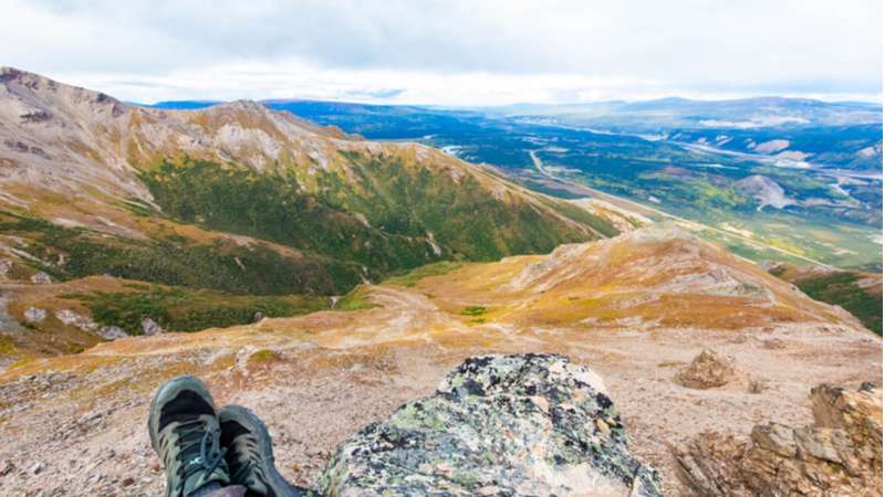 A hiker on the Mount Healy Overlook