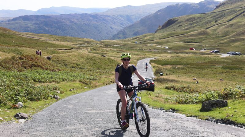 Cyclists in the Lake District National Park, UK
