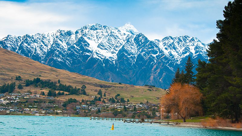 Snow-capped Remarkables Mountain Range in Queenstown