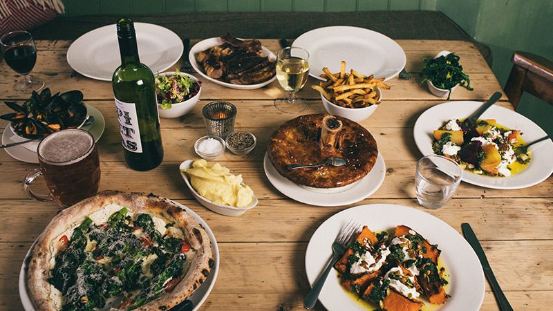 A smorgasbord of food at The Bell Inn at Langford in the Cotswolds.