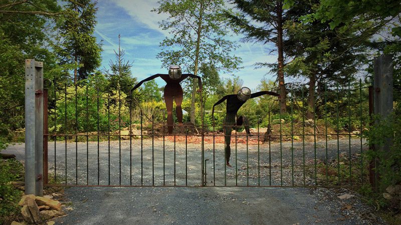 The gates to the Sculpture Park in the Cotswolds.