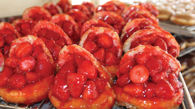 Strawberry donuts from The Donut Man in Glendora. 