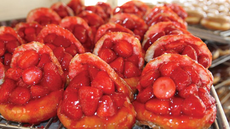 Strawberry donuts from The Donut Man in Glendora.