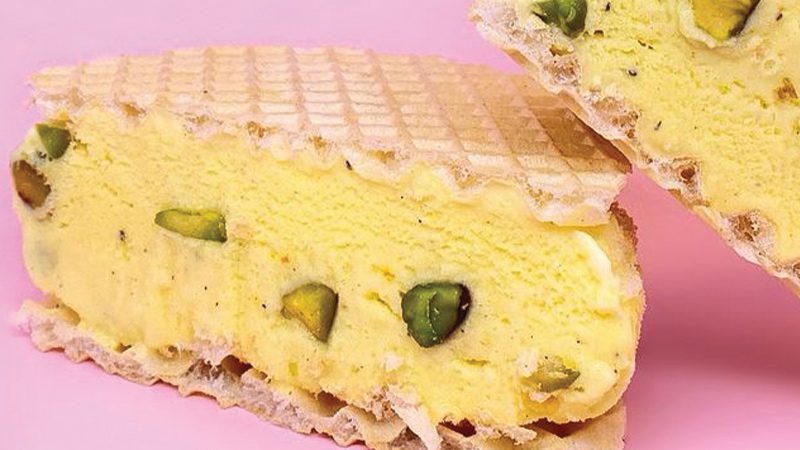 Saffron rosewater ice cream sandwich from Mashti Malone's in Hollywood.