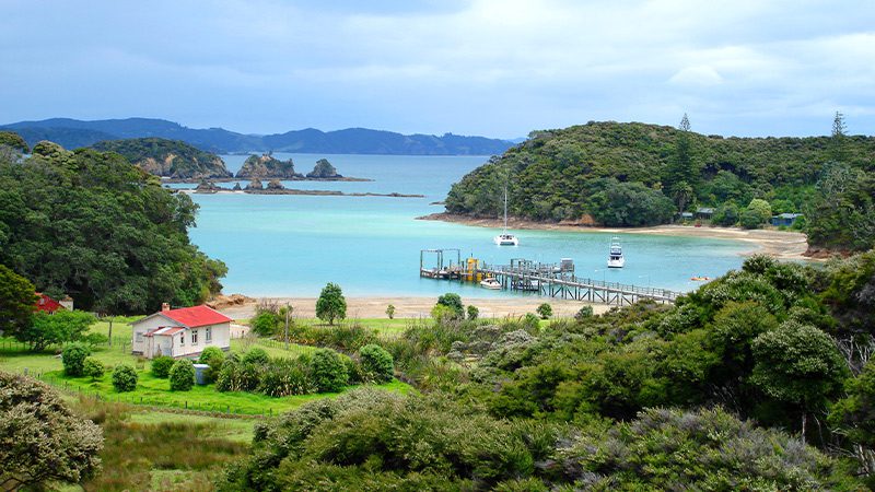 The tranquil island of Urupukapuka in New Zealand. 