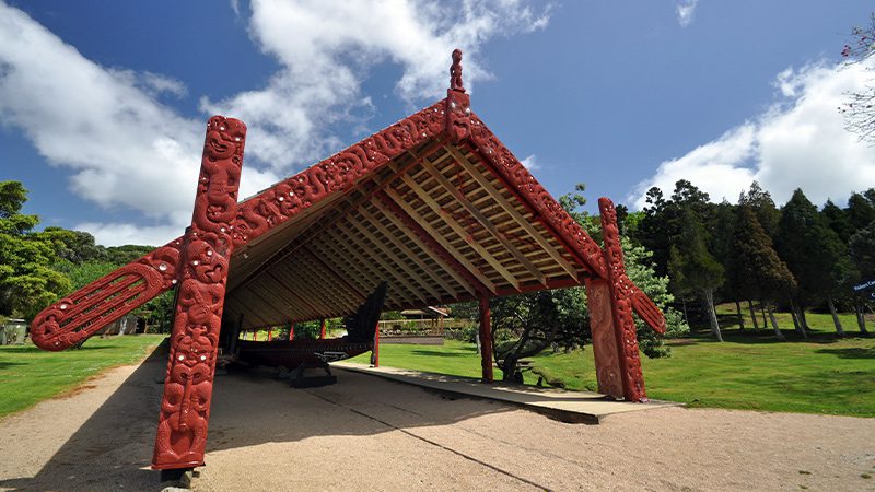 The Waitangi Treaty Grounds in the Bay of Islands, New Zealand.