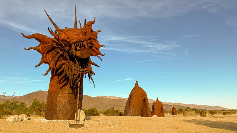 A metal dragon sculpture at Anza-Borrego Desert State Park in California.