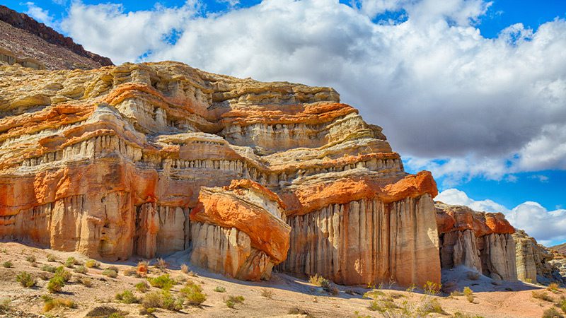 The towering red rock cliffs at Red Rock Canyon State Park.