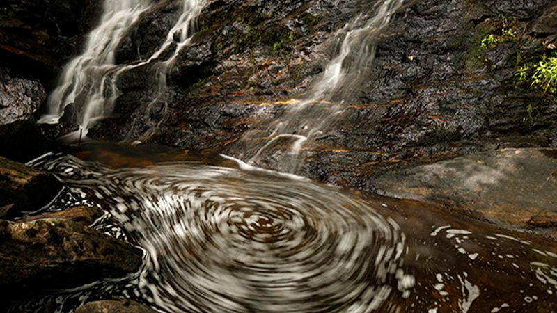 The tranquil waters of Dunn Falls in Oxford County, Maine.