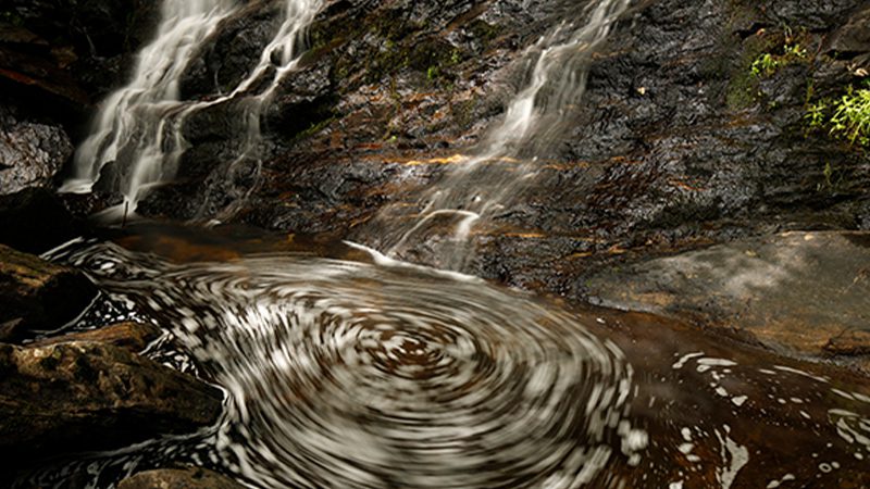 The tranquil waters of Dunn Falls in Oxford County, Maine. 