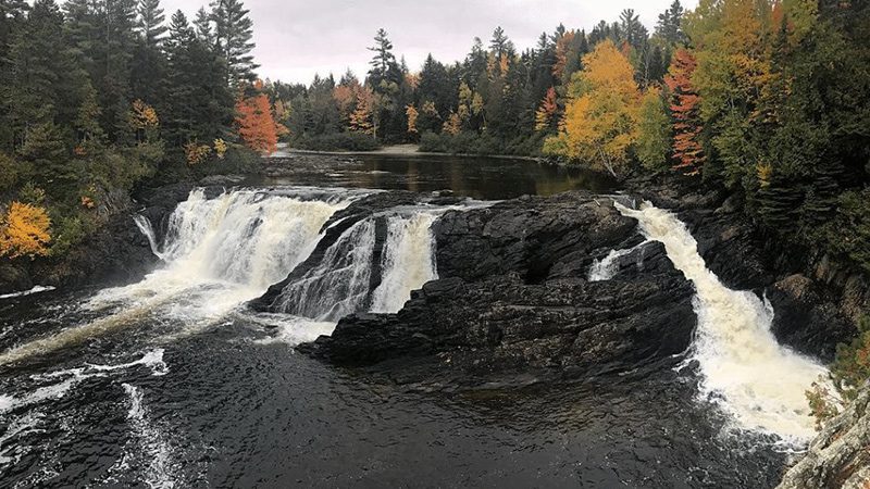 The wide Grand Falls in Somerset County, Maine.