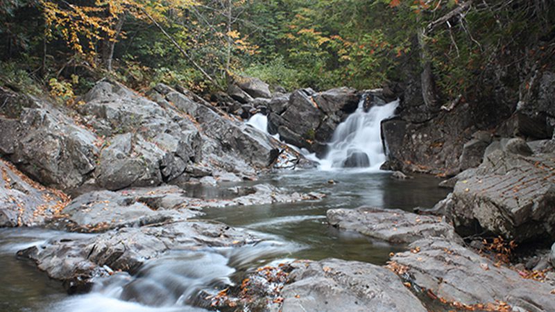 The peaceful waters of Houston Brook Falls in Bingham, Maine.