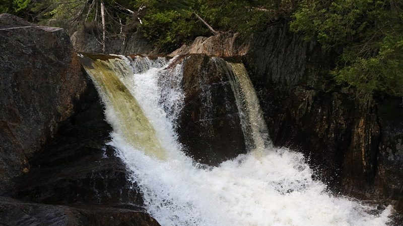 The gushing water of Small Falls in Franklin County, Maine.