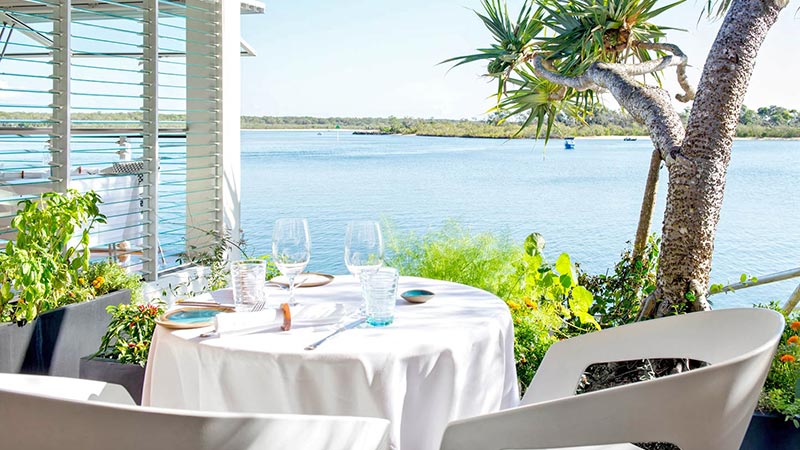 Dining by the water at Ricky's River Restaurant + Bar in Noosa.