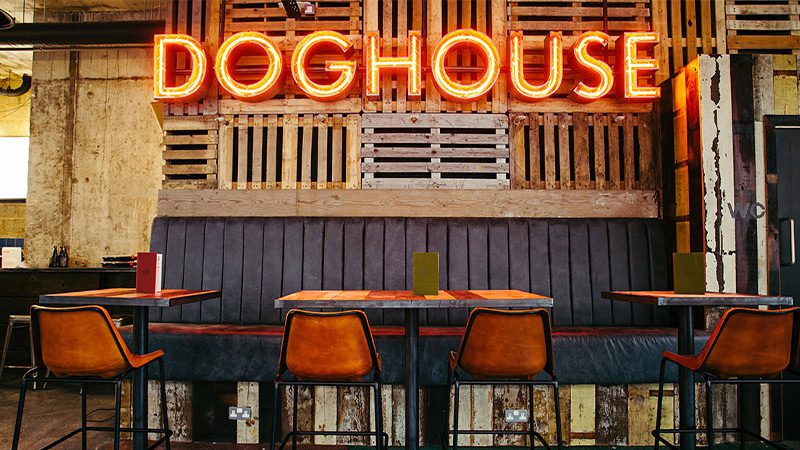 The decor of BrewDog brewery in Glasgow.