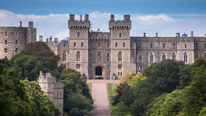 A scenic view of Windsor Castle in England