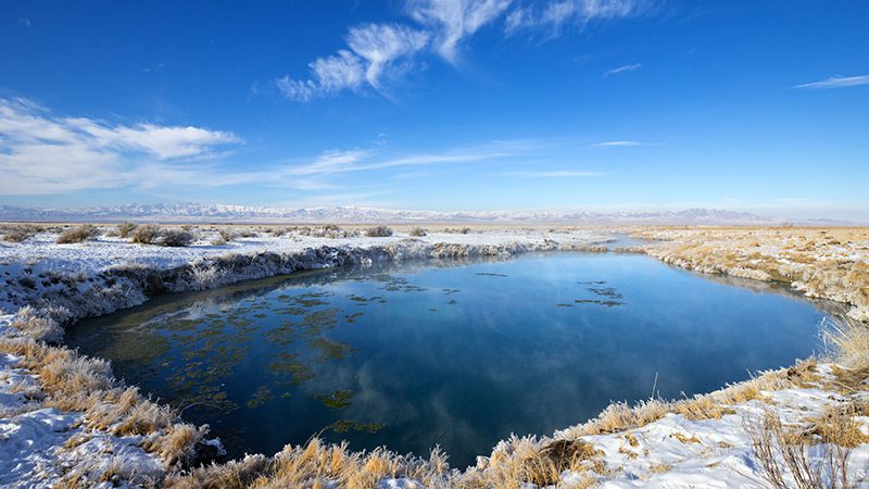 Horseshow Springs in Utah in Winter.