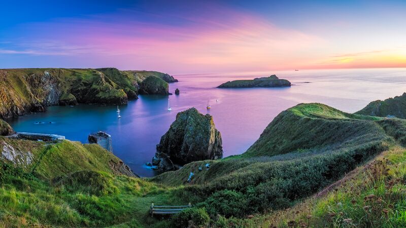 The sun setting over the Cornish coast