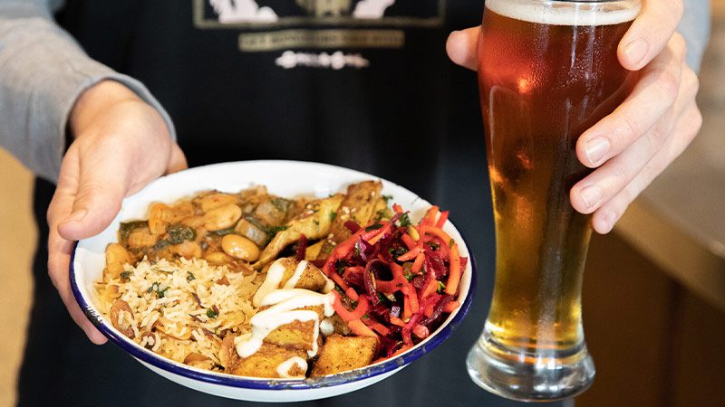 A meal and a drink at Big Fig in Wanaka, NZ.
