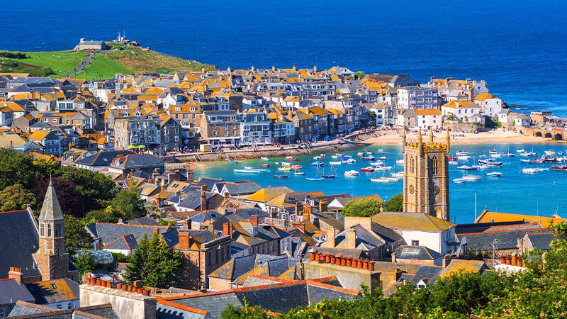 A scenic view of St Ives in Cornwall
