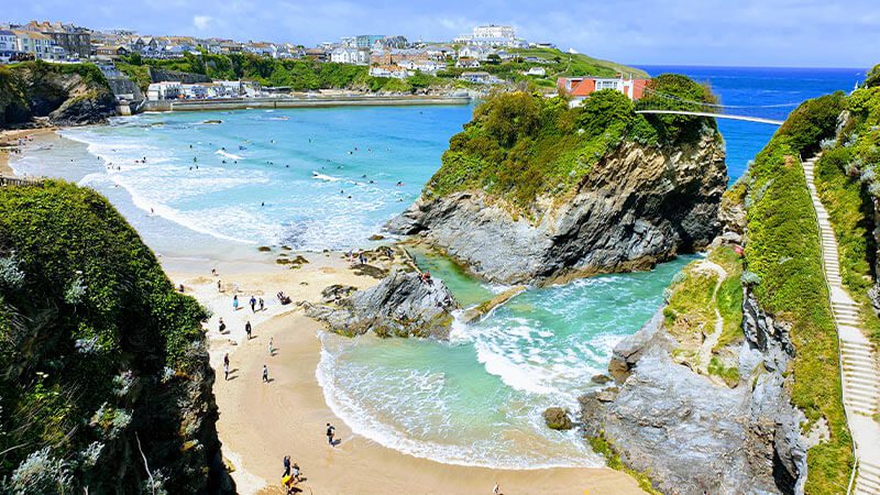 Newquay Beach on a sunny day