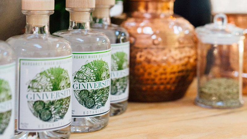 Bottles of 'Ginversity Gin' from Margaret River Distilling Co.