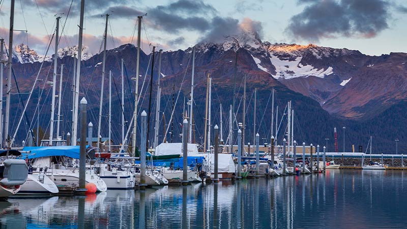 Boats docked in the town of Seward