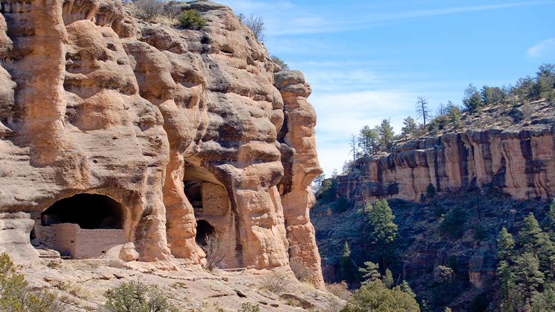 Cave dwellings at the Gila Cliff Dwellings National Monument.