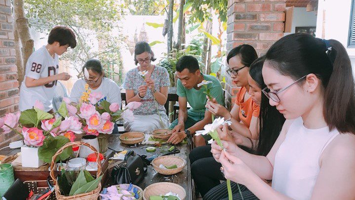 Paper flower making in Hue, Vietnam