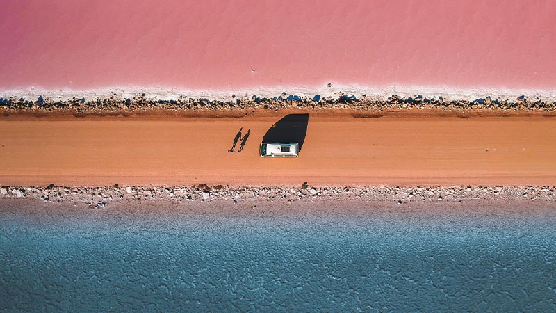 An aerial view of Lake Macdonnell on the Eyre Peninsula, SA