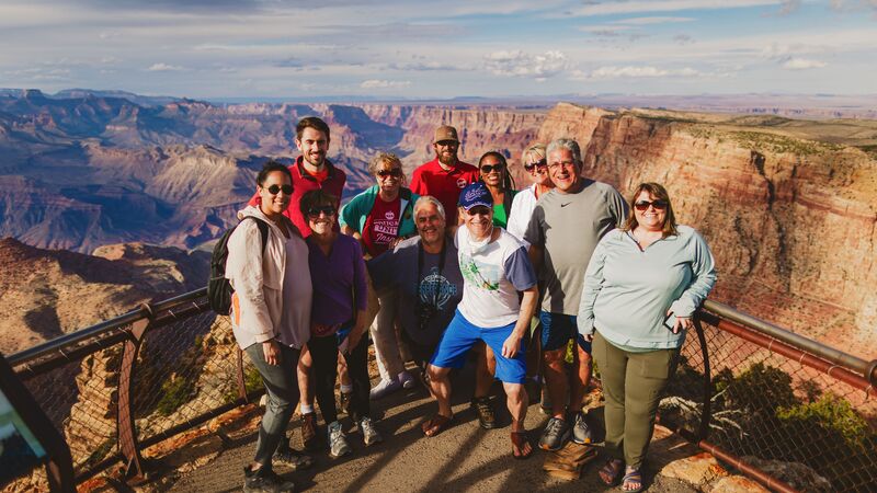 Intrepid tour group at the Grand Canyon lookout