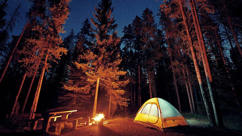 Camping at night in Grand Canyon National Park