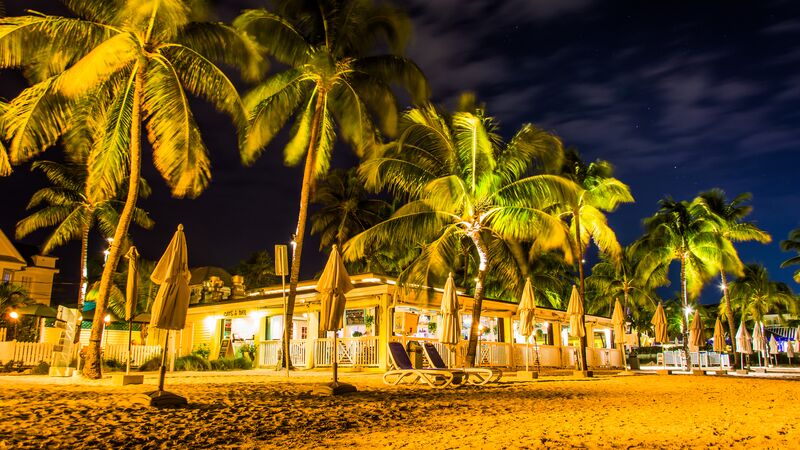 Night time at a bar on the beach at Key West