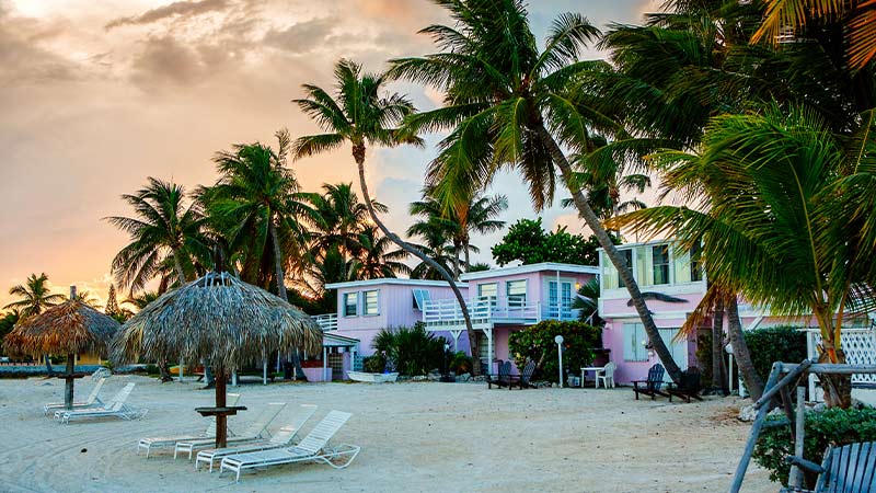 A beach at sunset in the Florida Keys