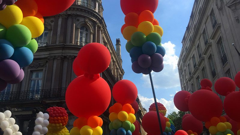 Colourful balloons at London's Pride Parade