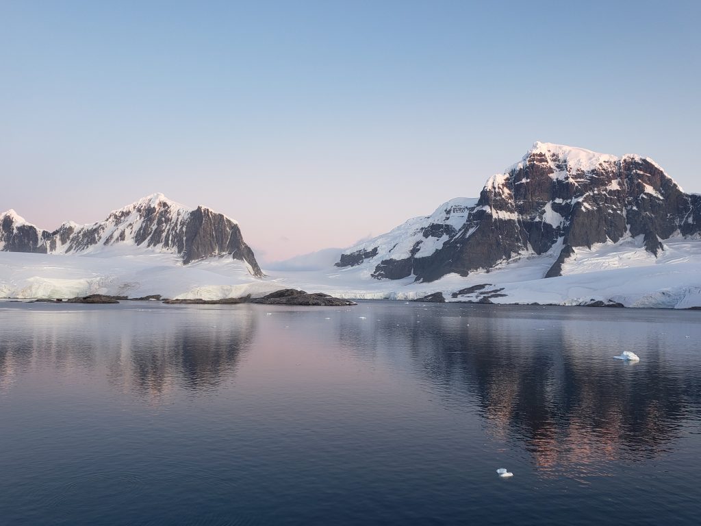 Beautiful snow-covered mountains in Antarctica