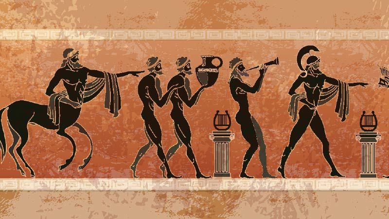 A painting depicting sacrifices to the Greek gods.