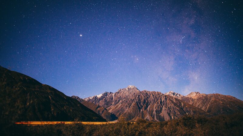 The starry sky over Mt Cook in New Zealand