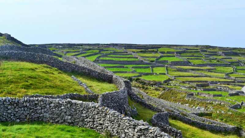 The ancient stone ruins on the Aran Islands.