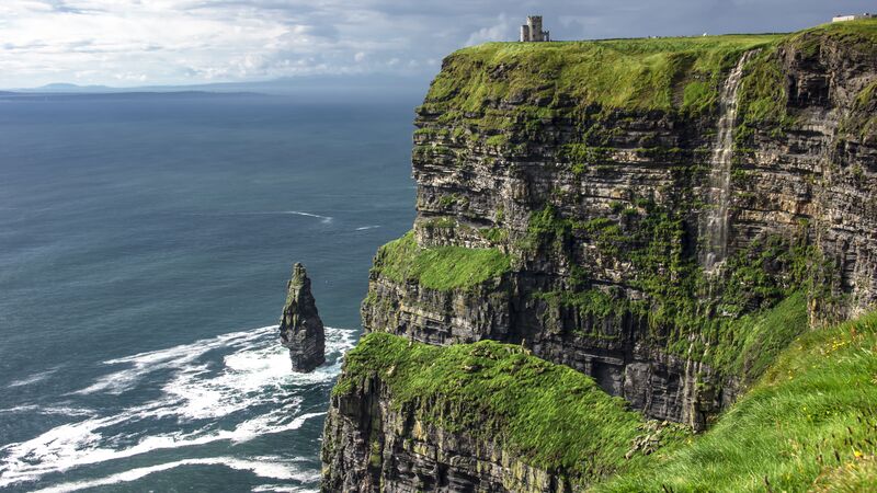 The towering cliffs of Moher along the coast in Ireland. 