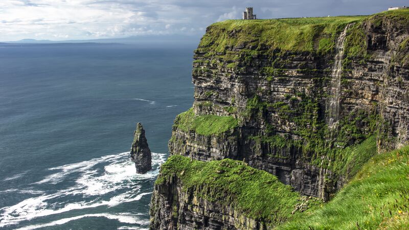 The towering cliffs of Moher along the coast in Ireland.