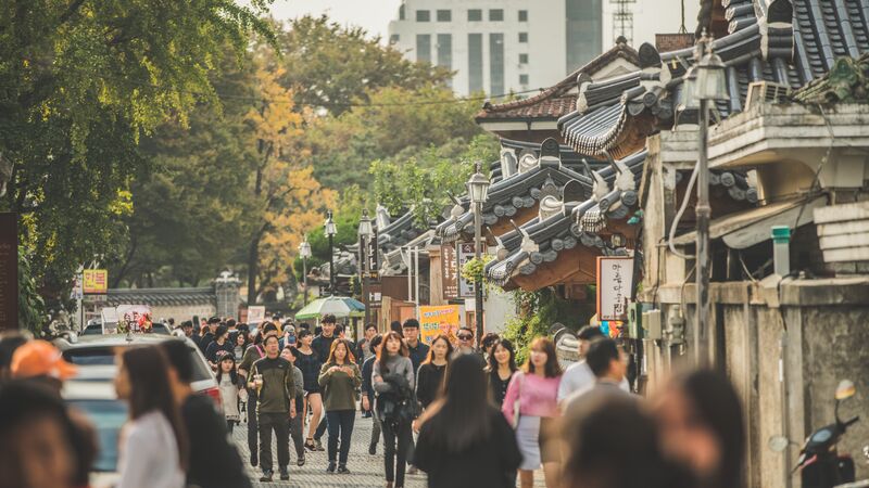 A crowded street in South Korea