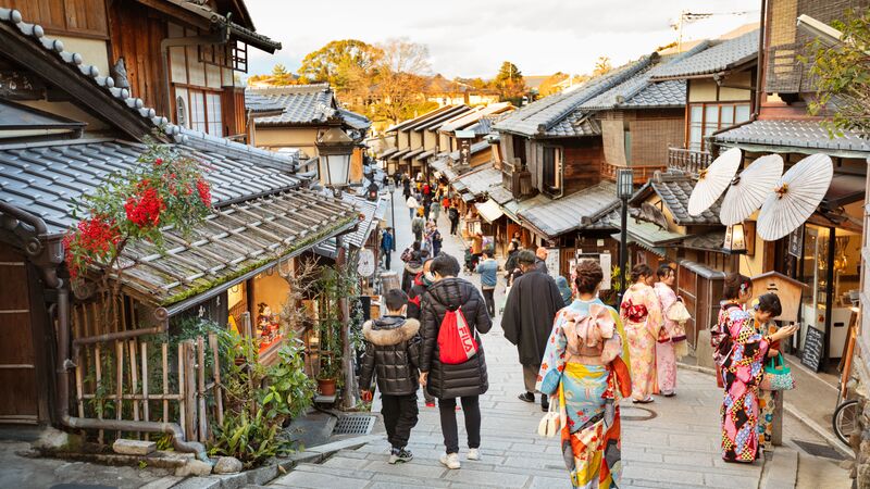 A pedestrian street in a Japanese village