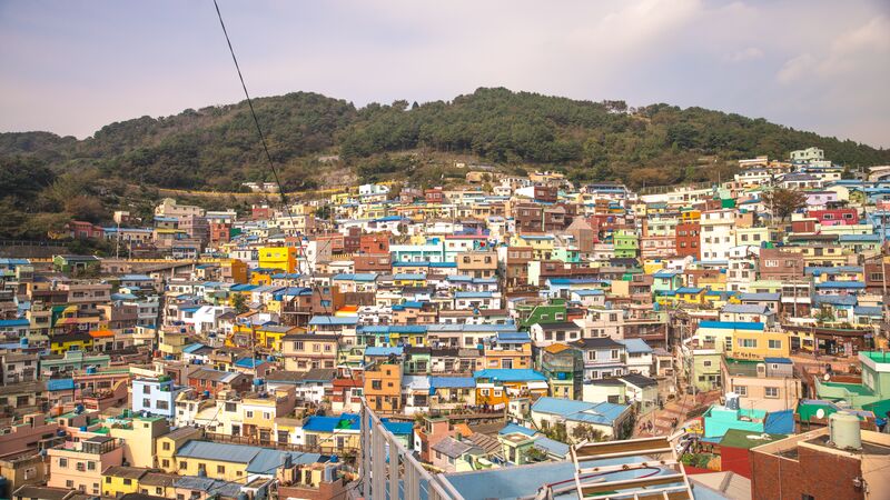 Colourful houses close together in Busan