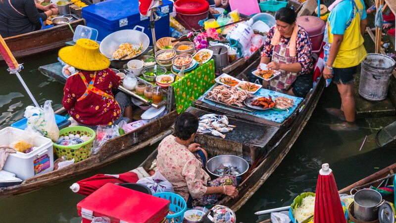 Floating markets in Thailand