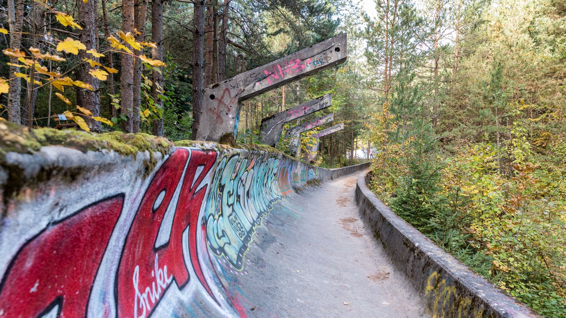 An abandoned bob sled track in Trebevic, Sarajevo