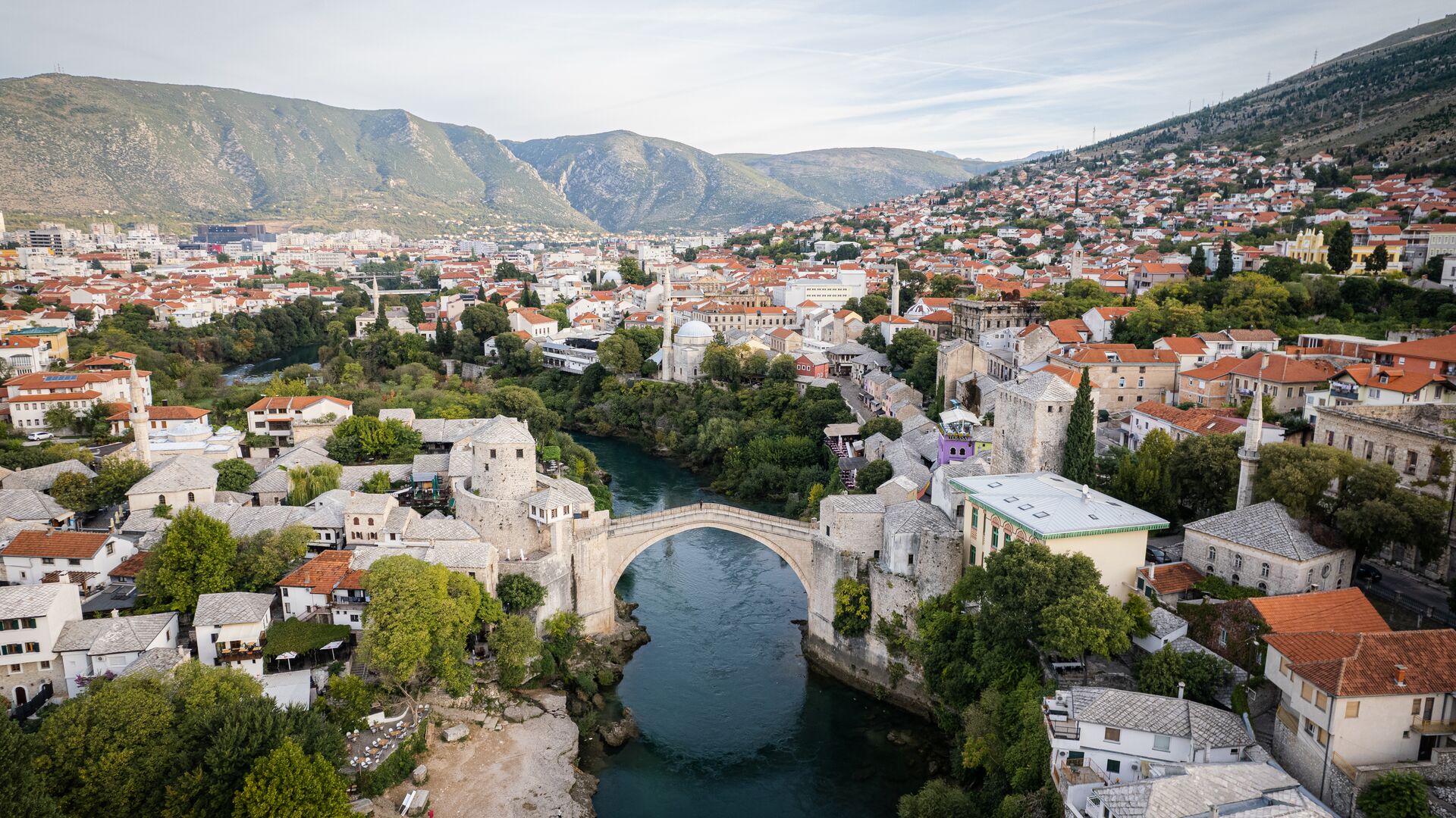A Birdseye view of the bridge of Mostar